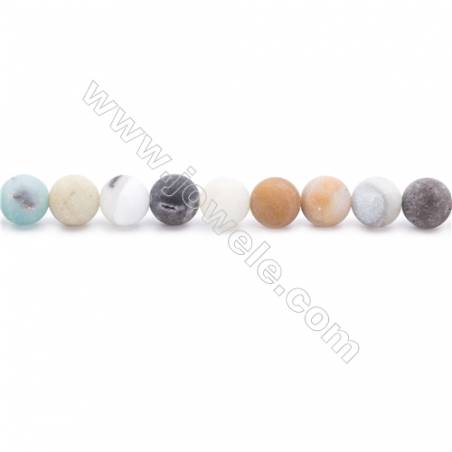 Natural Mix Color Frosted Amazonite Beads Strands  Round  Diameter 8mm  Hole: 1mm  about 50 beads/strand  15~16‘’