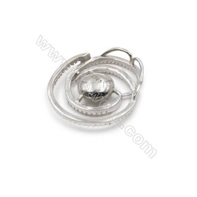 925 Sterling silver platinum plated zircon pendants-D5757 23x26mm x 5 disc diameter 10mm