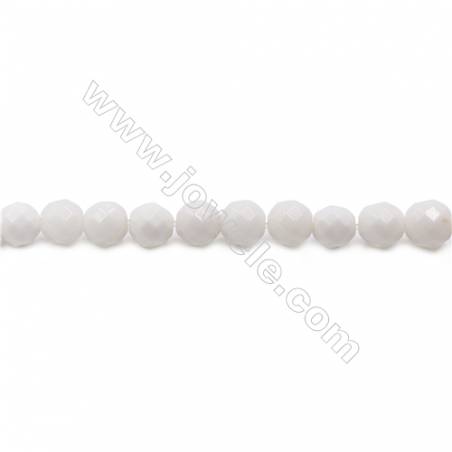 Natural White Agate Beads Strand  Faceted Round  Diameter 6mm   hole 1mm   about 67 beads/strand 15~16‘’