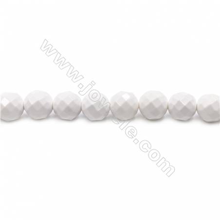 Natural White Agate Beads Strand  Faceted Round  Diameter 10mm   hole 1mm   about 39 beads/strand 15~16"
