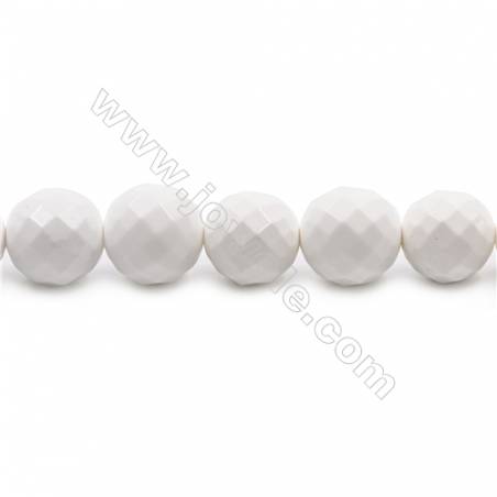 Natural White Agate Beads Strand Faceted Round  diameter 14mm  Hole: 1.5mm  about 28 beads/strand  15~16‘’