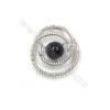 Pendentif pour perle semi-percée en Argent 925 rhodié avec Zirconium-D5757 23x26mm x 5pcs