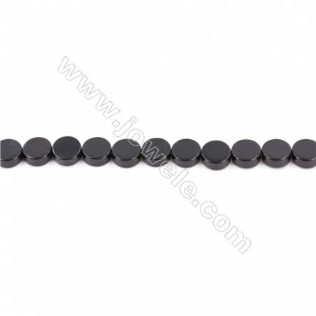 Agate noire ronde plate sur fil  Taille 8mm de diamètre trou1.0mm Environ 50perles/fil 15~16"
