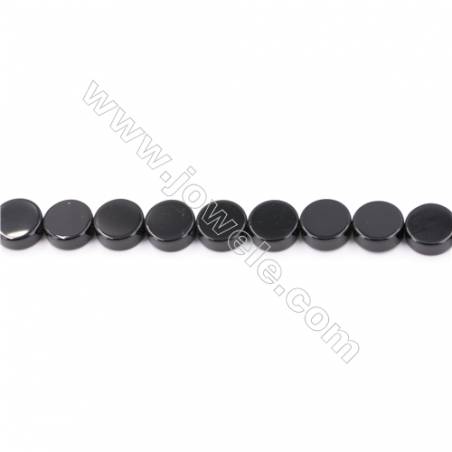 Natural Black Agate Beads Strand  Flat Round  Diameter 12mm  Hole: 1mm  about 33 beads/strand  15~16‘’