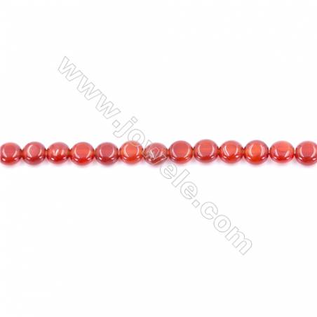 Natural Red Agate Beads Strand  Flat Round  Diameter 6mm  Hole: 0.8mm  about 68 beads/strand 15~16‘’