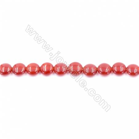 Natural Red Agate Beads Strand  Flat Round  Diameter 8mm  Hole: 0.8mm  about 50 beads/strand  15~16‘’