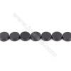 Natural Black Agate Beads Strand  Flat Round  Diameter 14mm  Hole: 1mm  about 28 beads/strand  15~16‘’