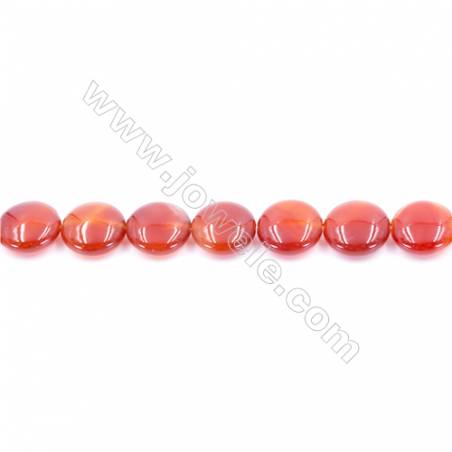 Natural Red Agate Beads Strand  Flat Round  Diameter 14mm  Hole: 1mm  about 29 beads/strand  15~16‘’