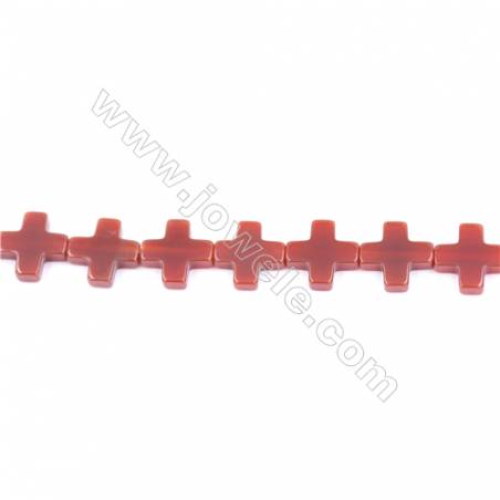 Agate rouge en croix sur fil  Taille 12x12mm trou1.0mm Environ 33perles/fil 15~16"