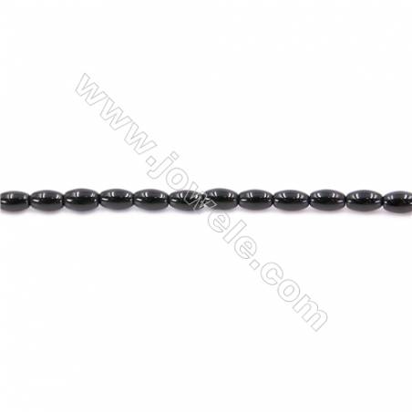 黑瑪瑙米形串珠 尺寸 4x6毫米 孔徑 1毫米 約59個珠子/條 15~16‘’