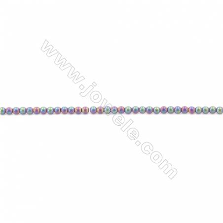 Frosted Rainbow Color Hematite Beads Strand, Round, Diameter 2mm, hole 1mm, about 200 beads/strand, 15~16"