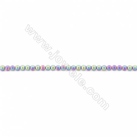 Frosted Rainbow Color Hematite Beads Strand, Round, Diameter 3mm, hole 1mm, about 135 beads/strand, 15~16"