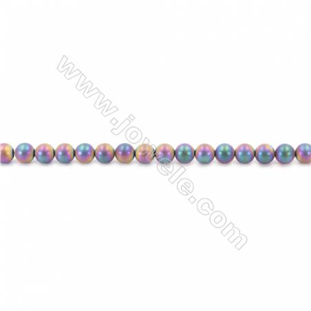 Frosted Rainbow Color Hematite Beads Strand, Round, Diameter 6mm, hole 1mm, about 67 beads/strand, 15~16"