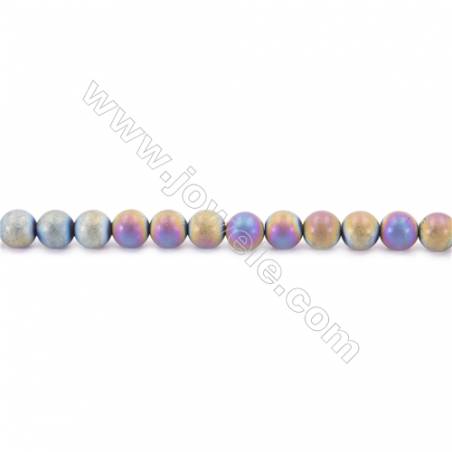 Hematite galvanische farbige gefrostet runde Perlenkette  Durchmesser 8mm Durchmesser des Loch 1 5mm ca. 50 Stck / Strang 15~16"