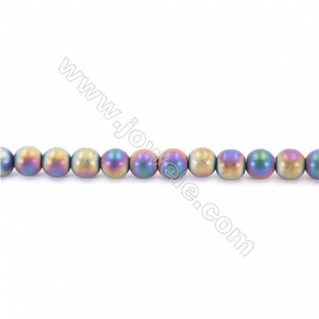 Frosted Rainbow Color Hematite Beads Strand, Faceted Round, Diameter 10mm, hole 1.5mm, about 40 beads/strand, 15~16"