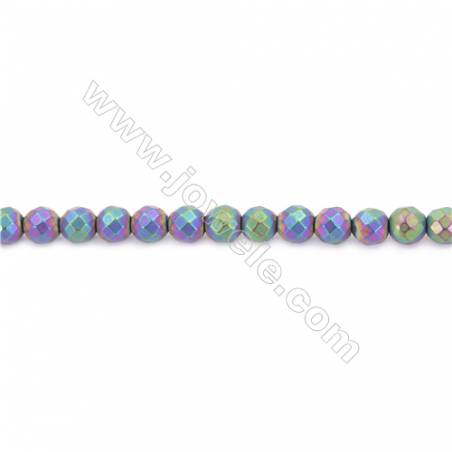 Hematite de galvanoplastie Perle ronde facette  Mate sur fil  Taille 8mm de diamètre trou1.5mm Environ 50perles/fil 15~16"