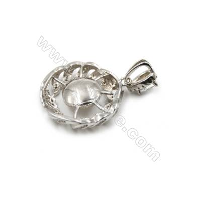 Women jewelry sterling silver platinum plated zircon pendant-D5736 21mm x 5 pcs  disc diameter 11mm