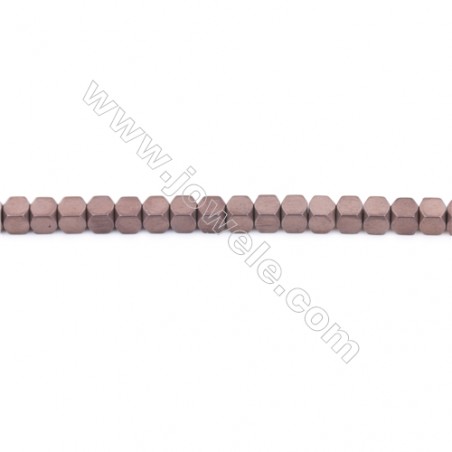 Hematite de galvanoplastie Matte perle carrée facette sur fil  Taille 3x3mm  trou1.0mm Environ 135perles/fil 15~16"