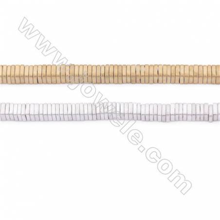 Hematite de galvanoplastie Perle carrée Mate sur fil  Taille 3x3mm  trou1.0mm Environ 400perles/fil 15~16"