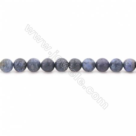 黑點藍石磨砂圓形串珠 直徑 6毫米 孔徑 約1毫米 約67個珠子/條 15~16"