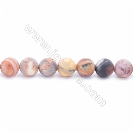 Frosted Crazy Lace Agate Beads Strand  Round  Diameter 10mm  hole 1mm  about 40 beads/strand  15~16"