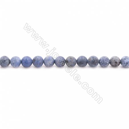 黑點藍石AA級 磨砂圓形串珠 直徑 6毫米 孔徑 約1毫米 約64個珠子/條 15~16"