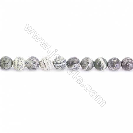 Frosted Green Zebra Jasper Beads Strand  Round  Diameter 8mm  hole 1mm  about 49 beads/strand 15~16"