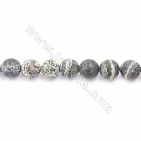 Frosted Green Zebra Jasper Beads Strand  Round  Diameter 10mm  hole 1mm  about 39 beads/strand 15~16"