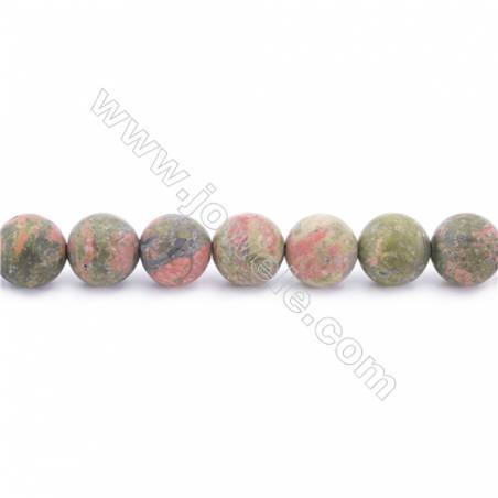 Frosted Unakite Beads Strand  Round  Diameter 10mm  hole 1mm  about 40 beads/strand 15~16"