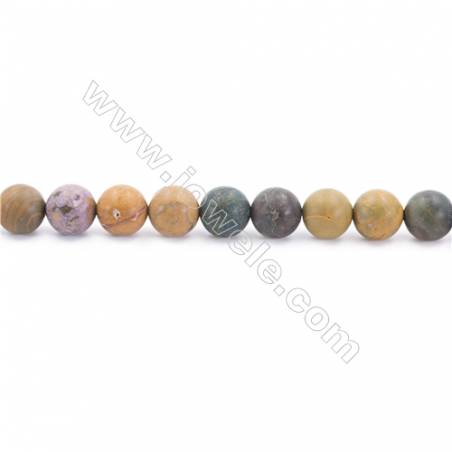 Frosted Ocean Jasper Beads Strand  Round  Diameter 8mm  hole 1mm  about 48 beads/strand 15~16"