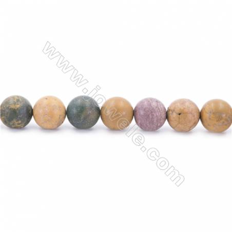 Frosted Ocean Jasper Beads Strand  Round  Diameter 10mm  hole 1mm  about 37 beads/strand 15~16"