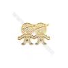 Brass Micro Pave Cubic Zirconia Boy Connectors Charms  Size 19x23mm Hole 1mm 5pcs/Pack