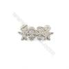 Brass Micro Pave Cubic Zirconia Family Connectors Charms Size 14x27mm Hole 1mm 6pcs/Pack