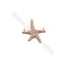 Connecteurs d'étoile de mer en laiton avec zircon  Taille 20x21mm  6pcs /paquet couleur dorée platine or rose ou noire