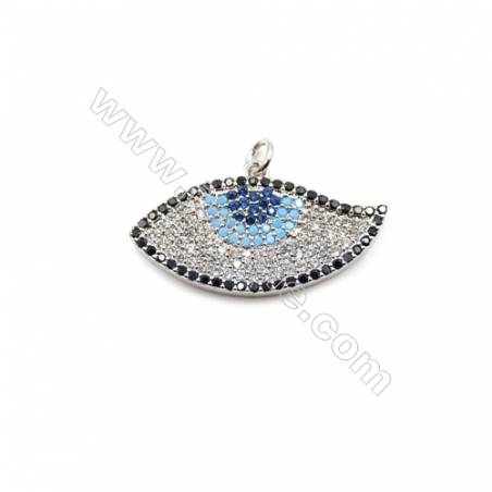 Brass Micro Pave Cubic Zirconia Pendant Charms Eyes  Size 16x30mm Gold /White Gold Plated  2pcs/Pack