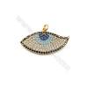 Brass Micro Pave Cubic Zirconia Pendant Charms Eyes  Size 16x30mm Gold /White Gold Plated  2pcs/Pack