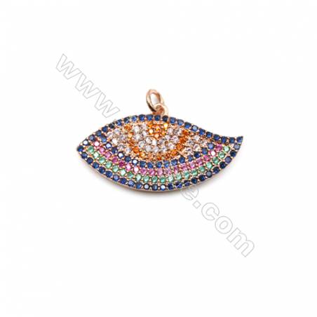 Brass Micro Pave Cubic Zirconia Eyes Pendants Charms Size 14x30mm  x1Piece