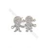Brass Micro Pave Cubic Zirconia Connectors Charms Couple Size 19x26mm Hole 1mm 6pcs/Pack
