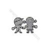Brass Micro Pave Cubic Zirconia Connectors Charms Couple Size 19x26mm Hole 1mm 6pcs/Pack