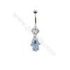Brass Belly Ring Hand  CZ Micropave  Size 36x9mm  5pcs/Pack
