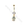 Brass Belly Ring Hand  CZ Micropave  Size 36x9mm  5pcs/Pack