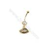 Brass Belly Ring  Eye  CZ Micropave  Size 34x15mm  5pcs/Pack