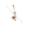 Brass Belly Ring  Trophy  CZ Micropave  Size 38x12mm  5pcs/Pack