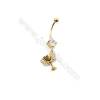Brass Belly Ring  Trophy  CZ Micropave  Size 38x12mm  5pcs/Pack