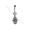 Brass Belly Ring  Hand  CZ Micro Pave  Size 40x12mm  5pcs/Pack