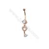 Brass Belly Ring  Key  CZ Micro Pave  Size 40x8mm  5pcs/Pack