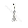 Brass Belly Ring  CZ Micro Pave  Size 42x11mm  5pcs/Pack