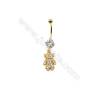 Brass Belly Ring  Lassock  CZ Micro Pave  Size 42x9mm  5pcs/Pack