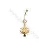 Brass Belly Ring  Tree  CZ Micro Pave  Size 41x15mm  5pcs/Pack