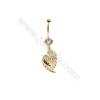 Brass Belly Ring  Wing  CZ Micro Pave  Size 45x13mm  5pcs/Pack
